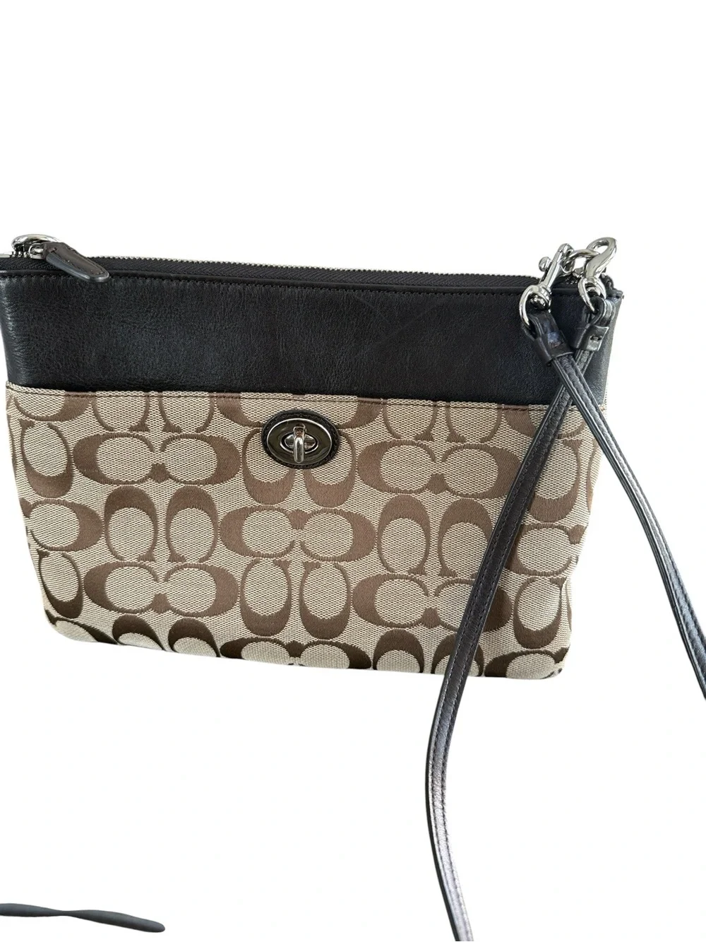 Coach Signature Turnlock Crossbody Bag Brown Tan